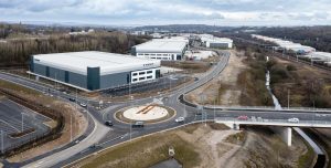 Aerial of the Etruria Valley Link Road roundabout